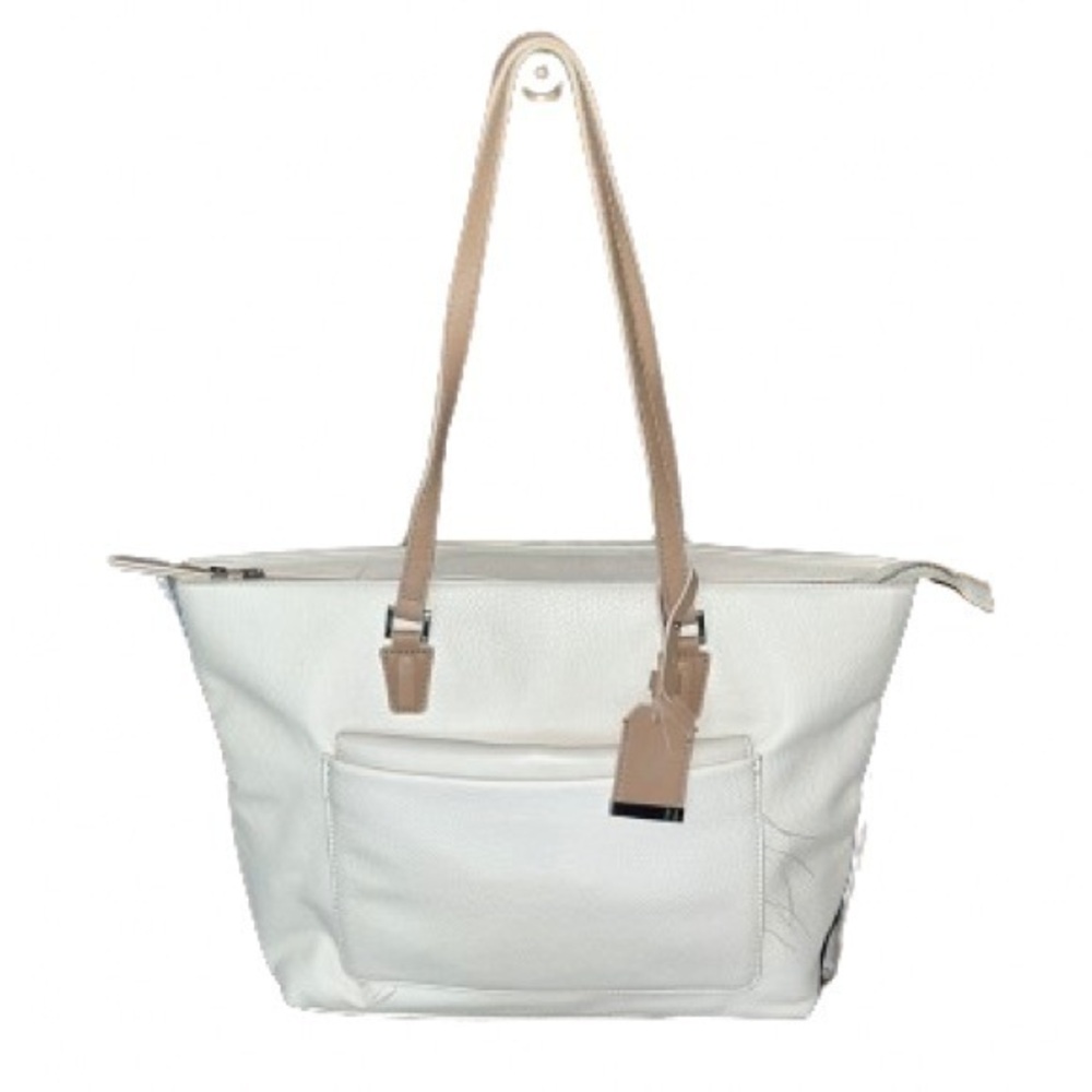 Naturalizer white and tan large handbag with detachable mini crossbody